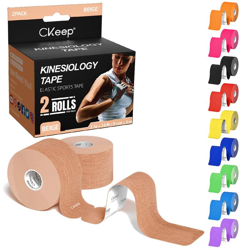 Ckeep Precut Athletic Tape, 10 Different Colors, 2 Rolls, 40 Strips, 33Ft, Cotton Elastic