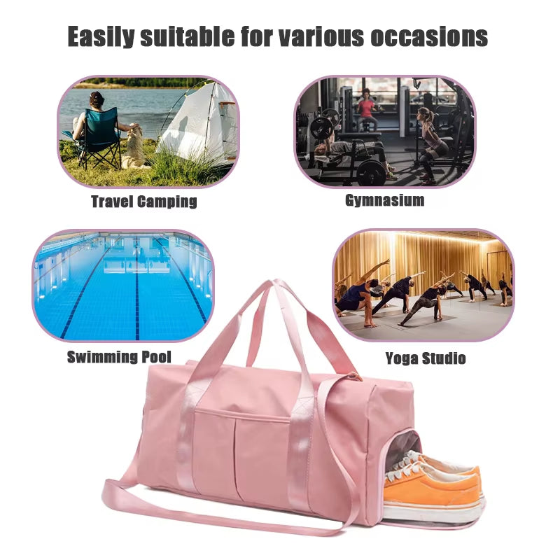 Women Sports Gym Bag Travel Dry Wet Bag Men Handbag Multifunction Swimming Shoulderbag Black Pink